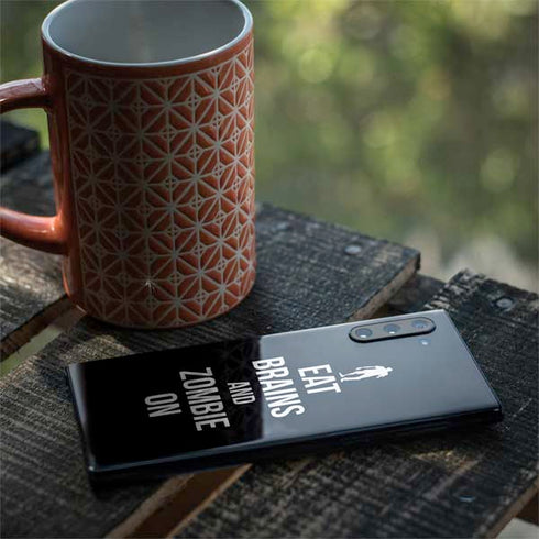 Eat Brains and Zombie On Black Galaxy Note 10 Skin